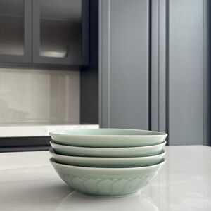 Longquan Celadon Bowls, Set of 4. Lotus Flower Celadon Bowls.